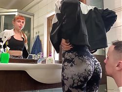 Slave Cleans Mistress Kiras Ass with Tongue After Gym - Rimjob Femdom